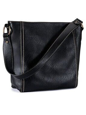 Vegan Leather Hobo Shoulder Bag with Zipper Closure, Medium Handbag